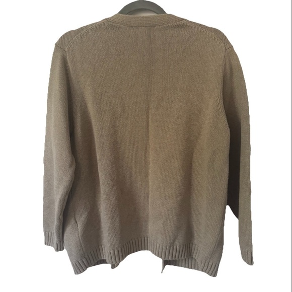 Land's End Women's Cardigan Sweater Tan/Caramel Size Large (14-16) 100% Cotton - Picture 3 of 4